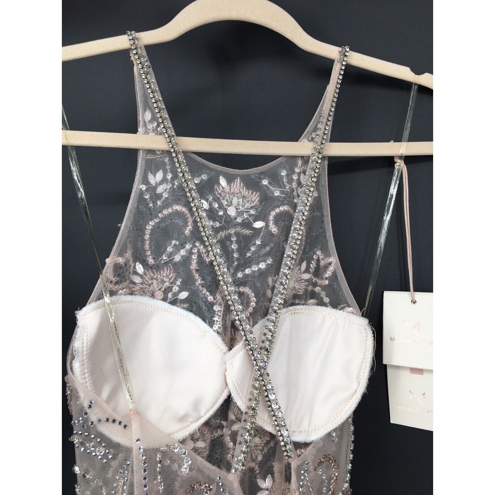 NWT Modessa Couture Light Pink Silver Beaded Ombré Illusion Gown Size 6 Prom - Picture 10 of 13